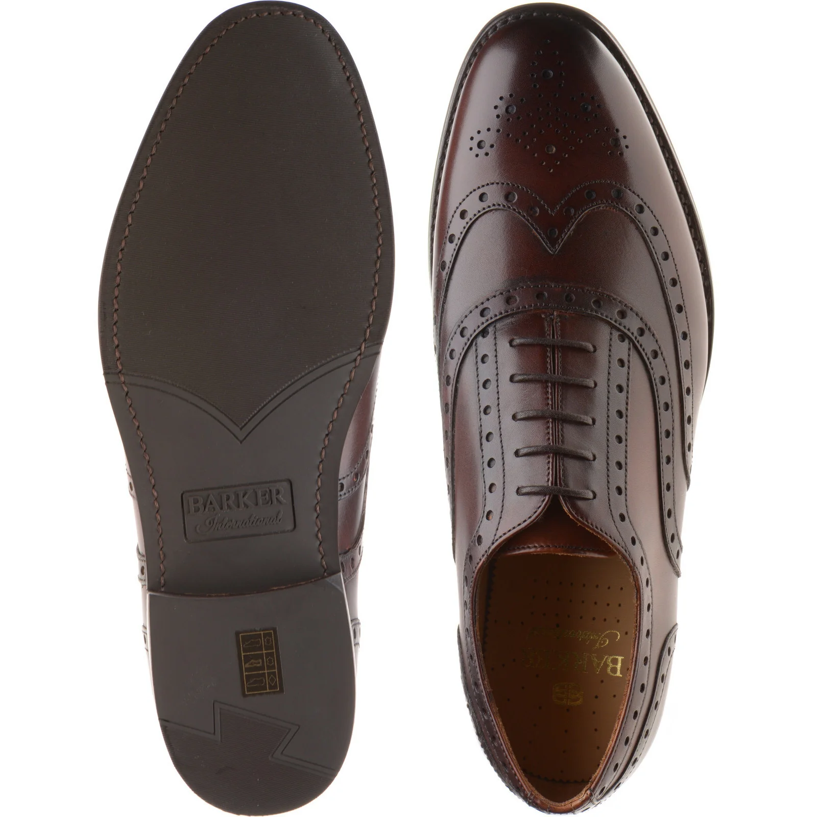 Barker Ossett mens rubber-soled brogues in walnut calf - Image 3