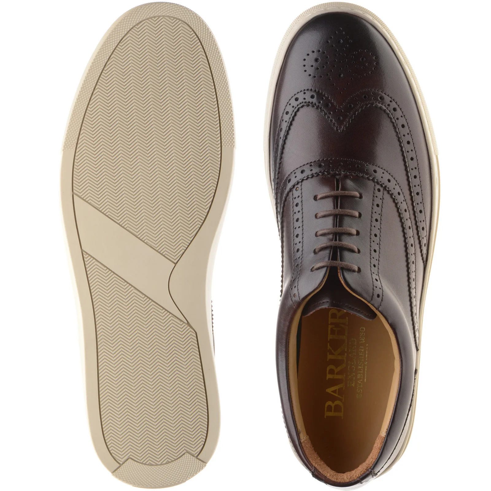 Barker Owen mens rubber-soled brogues in mocha calf - Image 3