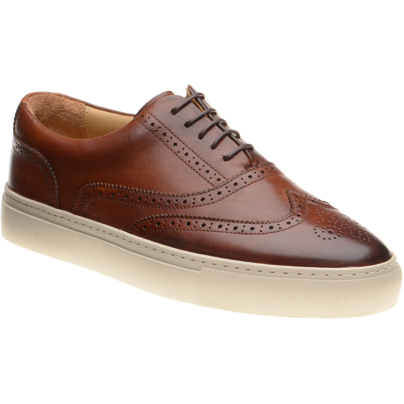 Barker Owen mens rubber-soled brogues in walnut calf