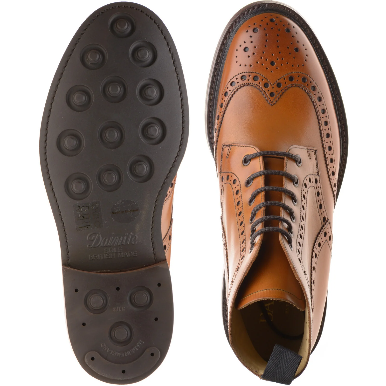 Barker Pennine mens rubber-soled brogue boots in cedar calf - Image 3