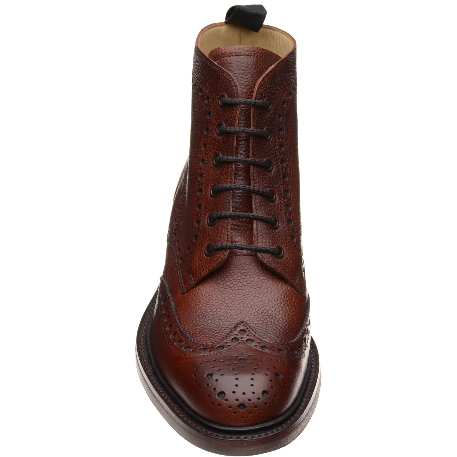 Barker Pennine mens rubber-soled brogue boots in cherry highland grain - Image 2