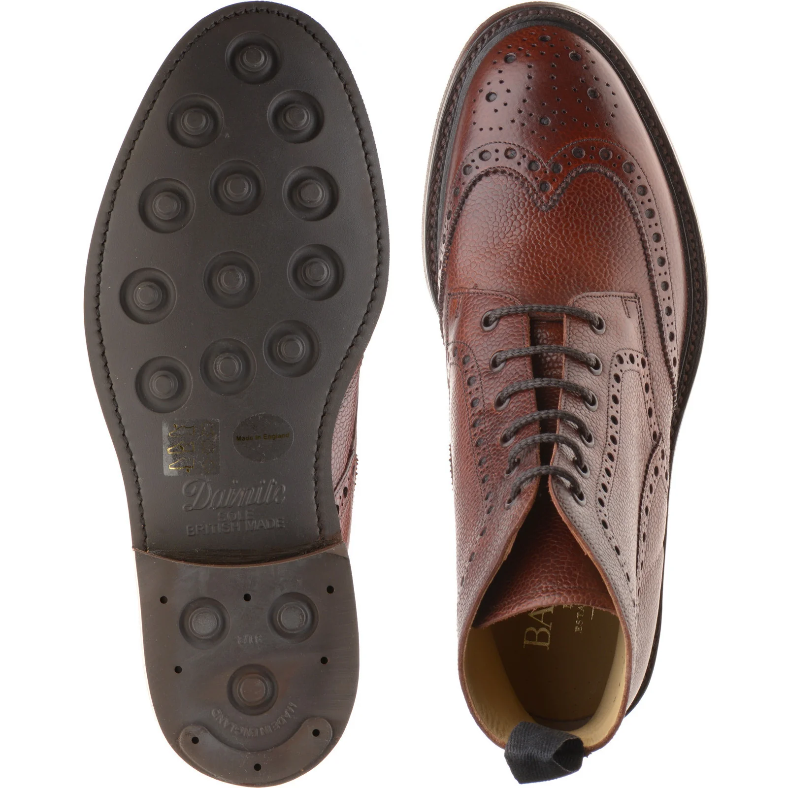 Barker Pennine mens rubber-soled brogue boots in cherry highland grain - Image 3
