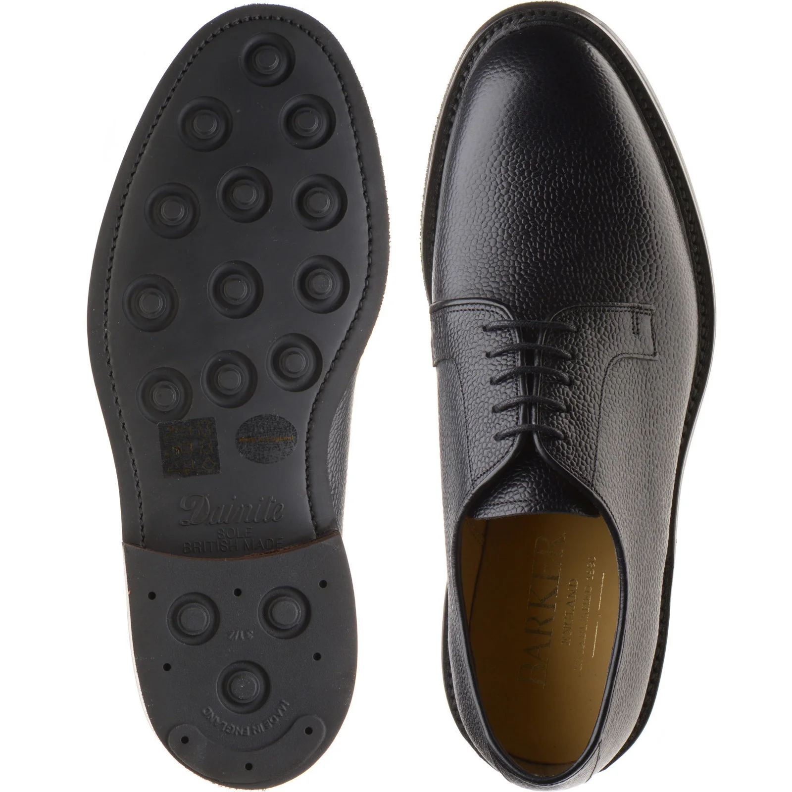 Barker Penrith mens rubber-soled Derby shoes in black grain - Image 3