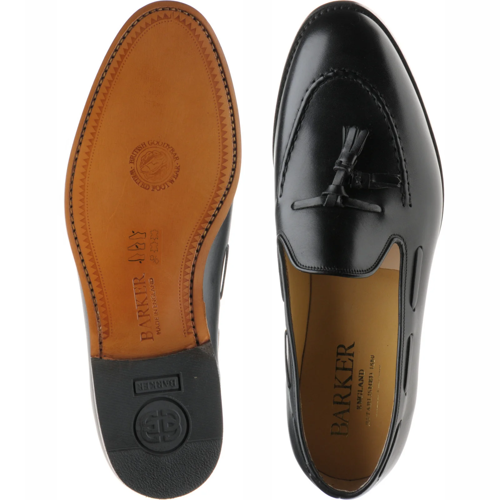 Barker Pevensey mens tasselled loafers in black calf - Image 3