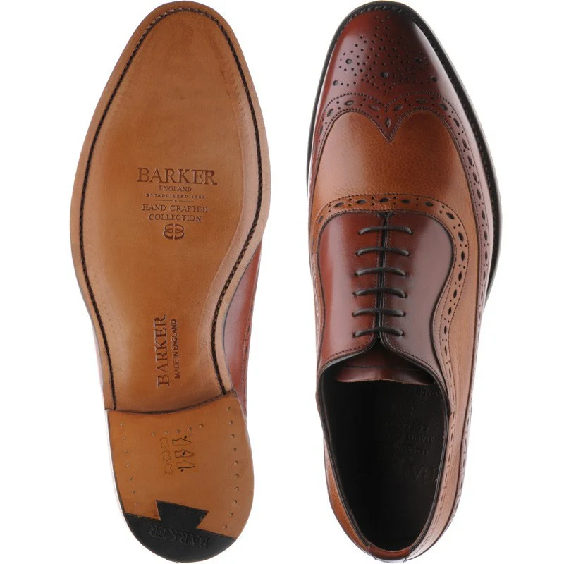 Barker Rochester mens two-tone brogues in rosewood and cedar calf - Image 3