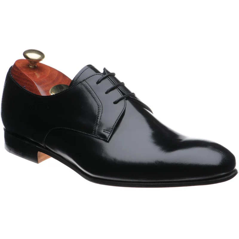 Barker Rutherford mens Derby shoes in black hi shine