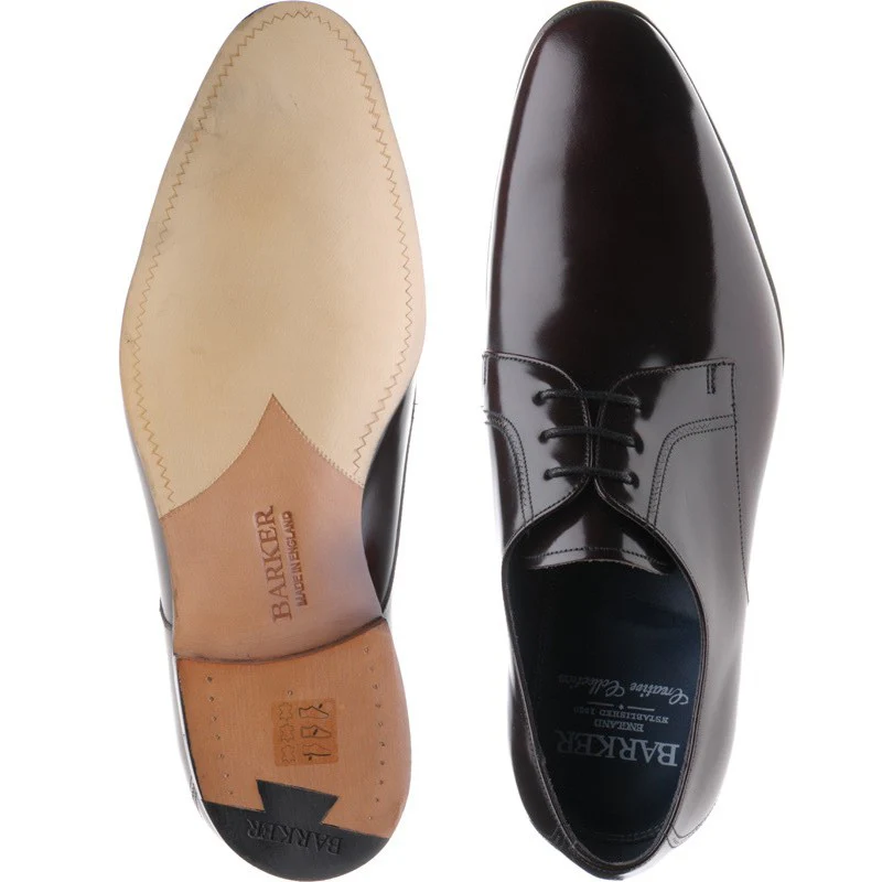 Barker Rutherford mens Derby shoes in burgundy hi-shine - Image 3