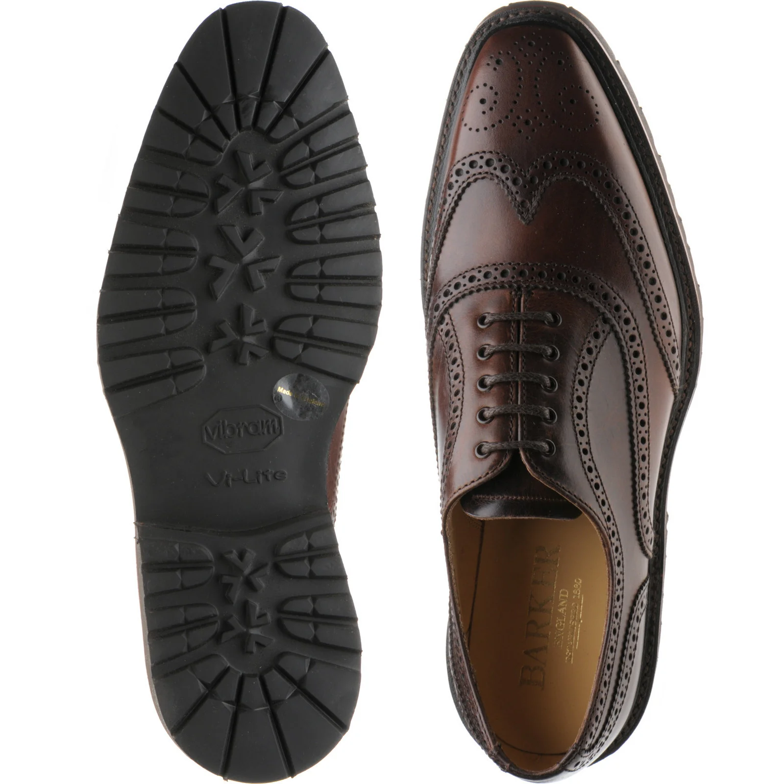 Barker Sedburgh mens rubber-soled brogues in dark brown calf - Image 3