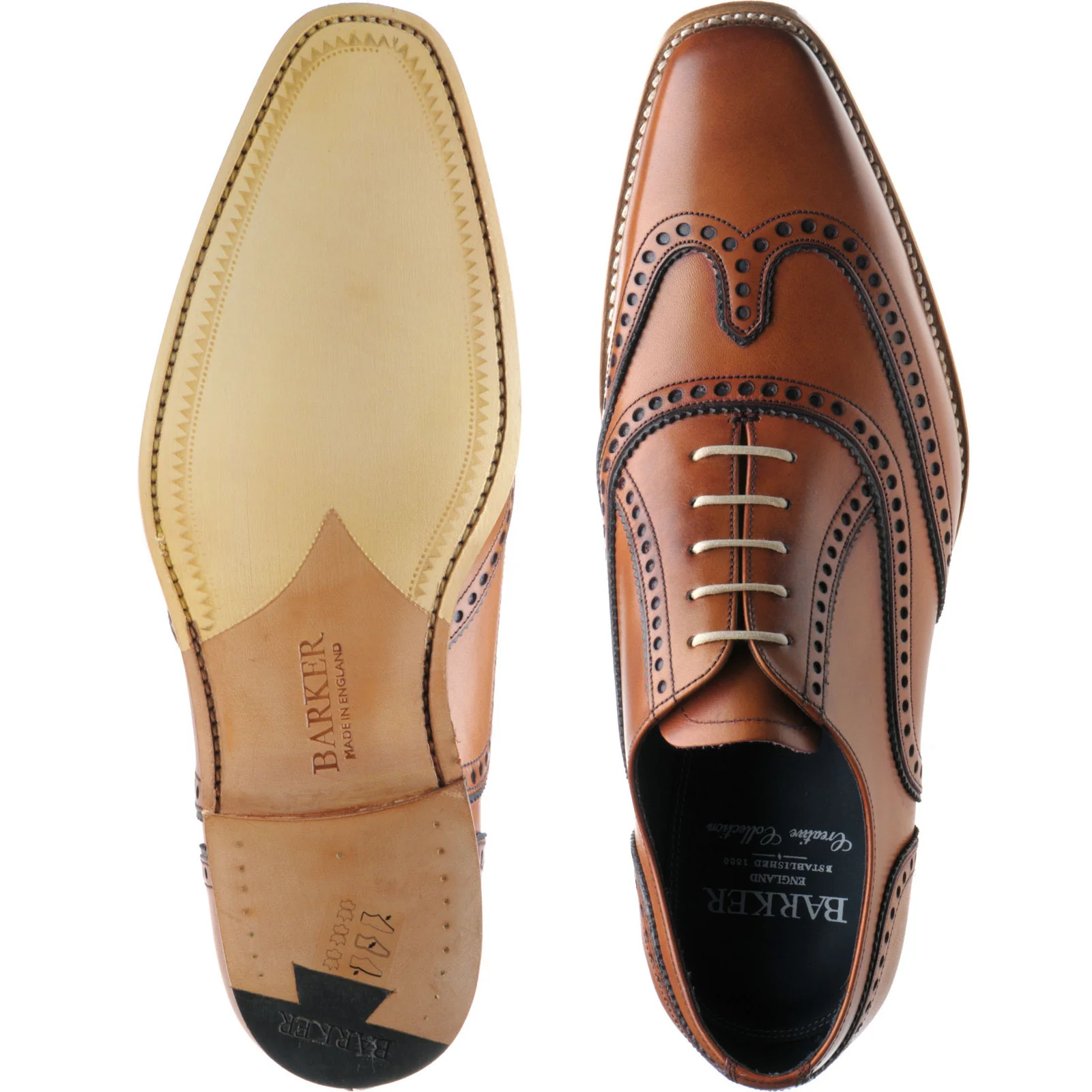 Barker Spencer mens brogues in rosewood calf and navy calf - Image 3