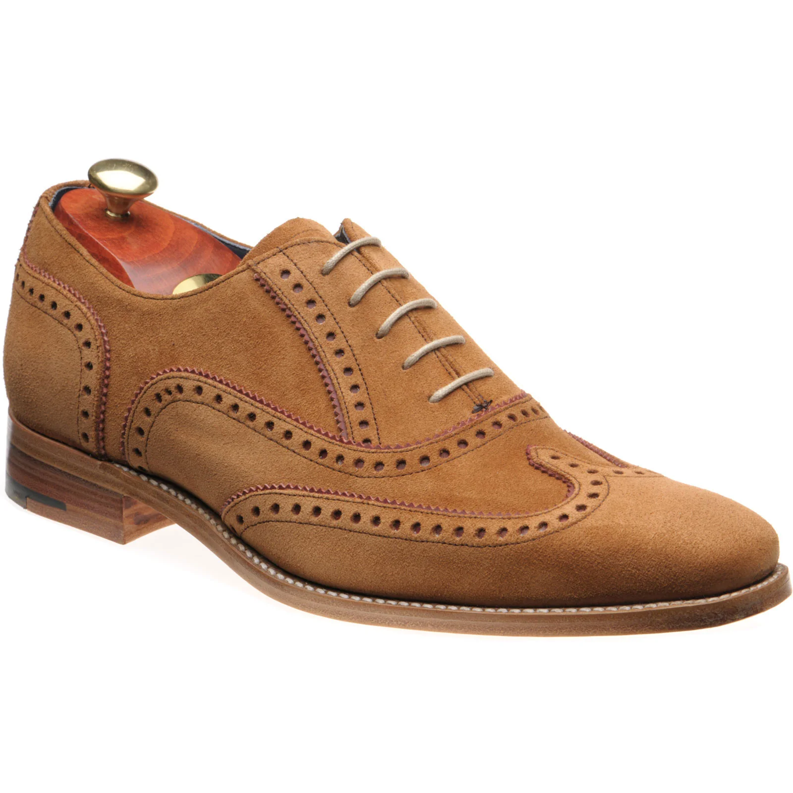 Barker Spencer mens brogues in terra suede  burgundy suede