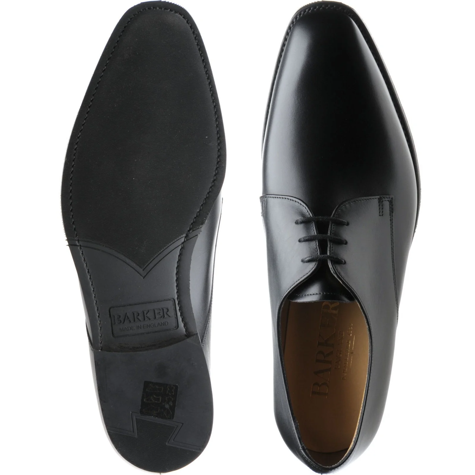 Barker St Austell mens rubber-soled Derby shoes in black calf - Image 3