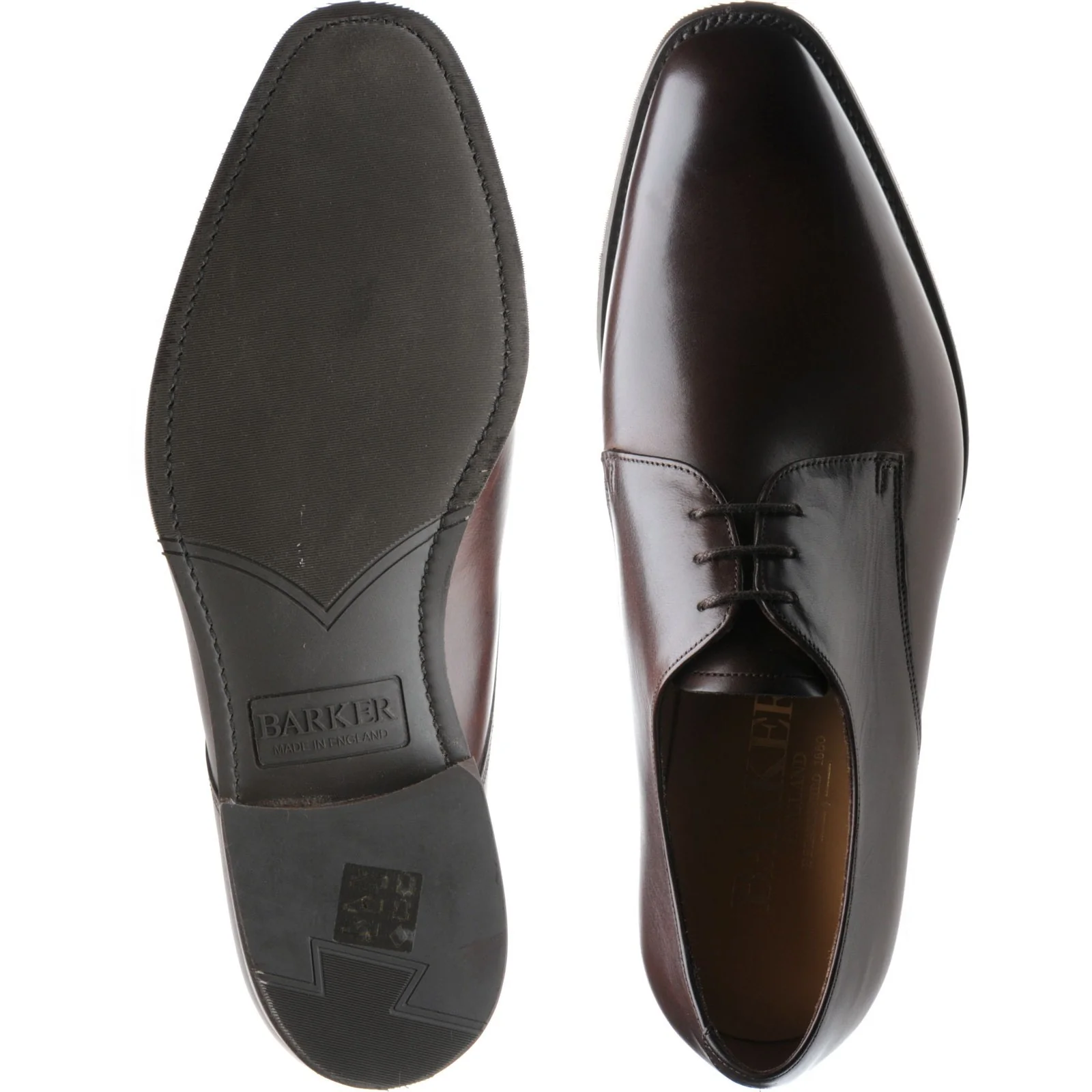 Barker St Austell mens rubber-soled Derby shoes in dark walnut calf - Image 3