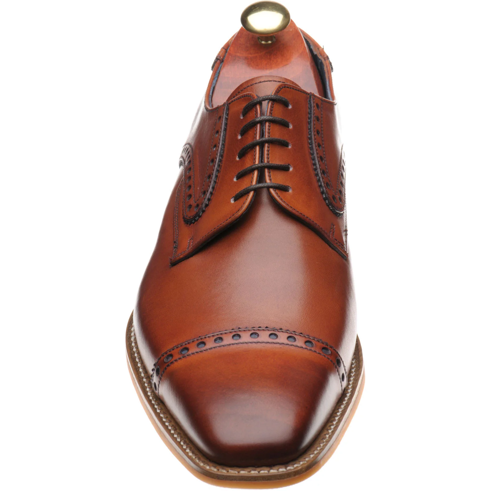 Barker Stewart mens rubber-soled brogues in antique rosewood and navy calf - Image 2