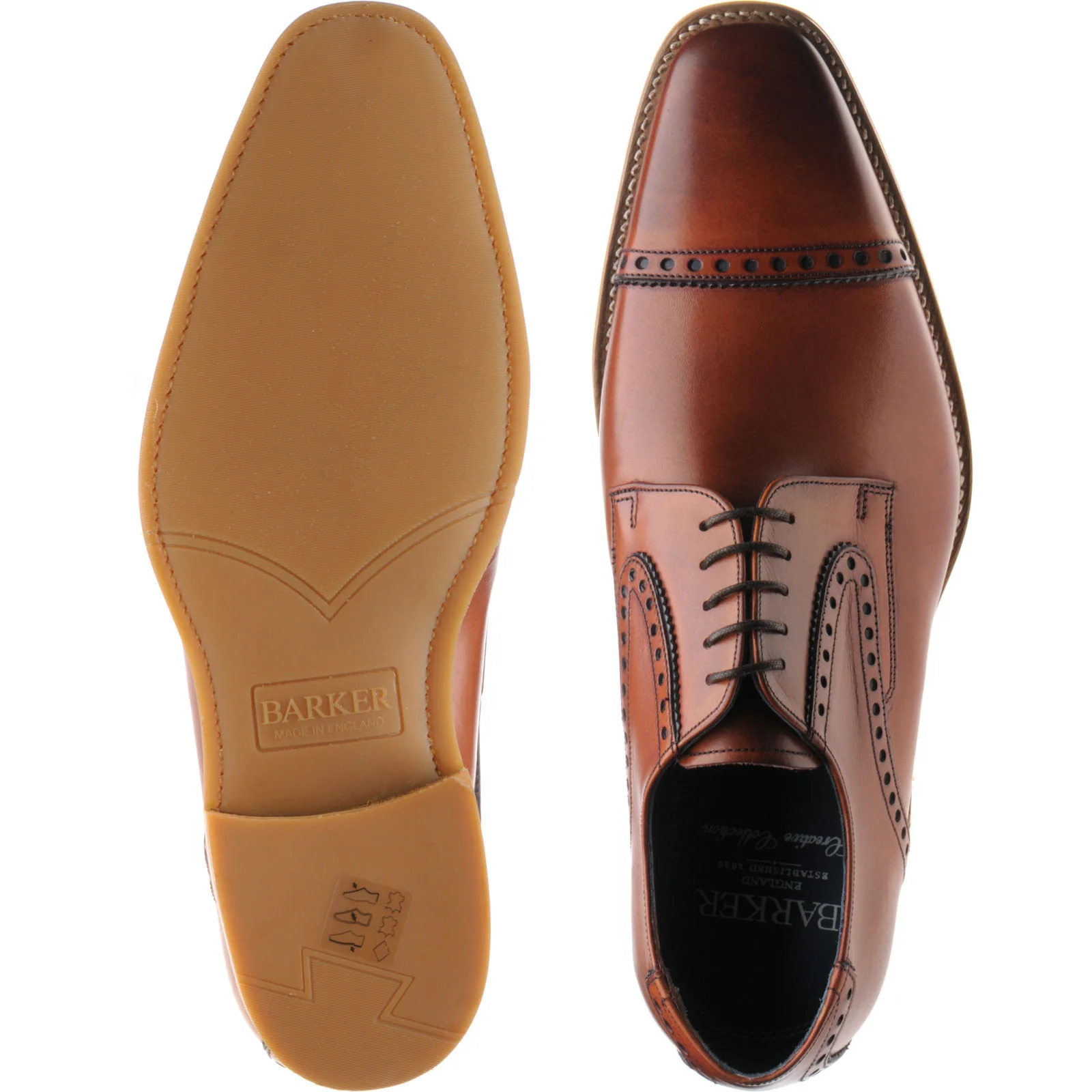 Barker Stewart mens rubber-soled brogues in antique rosewood and navy calf - Image 3