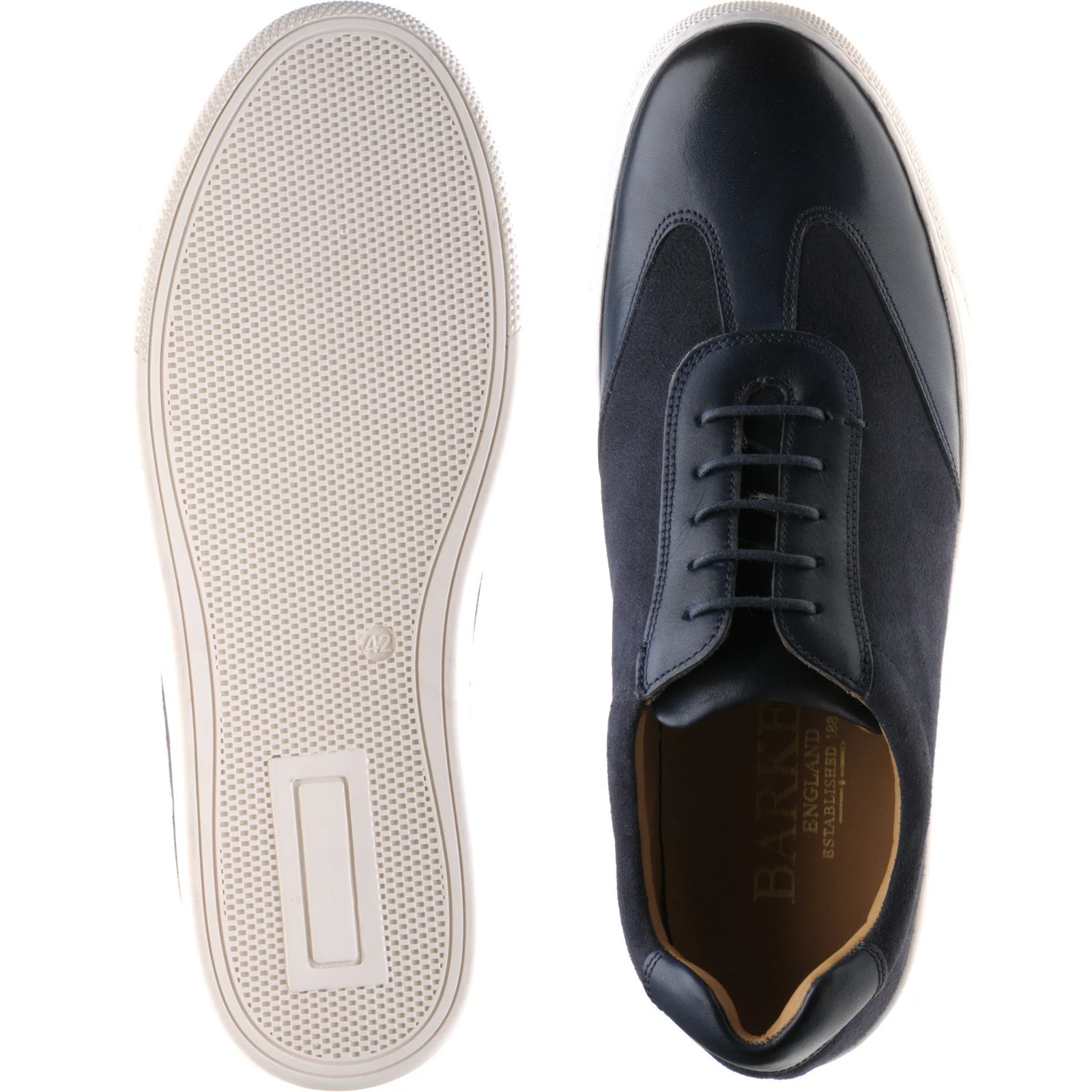 Barker Stig mens rubber-soled in navy suede and calf - Image 3