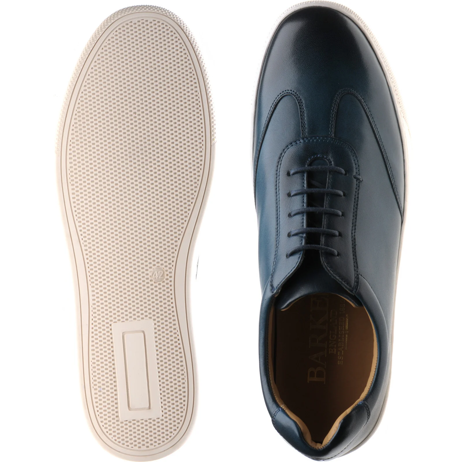 Barker Stig mens rubber-soled trainers in blue handfinished calf - Image 3