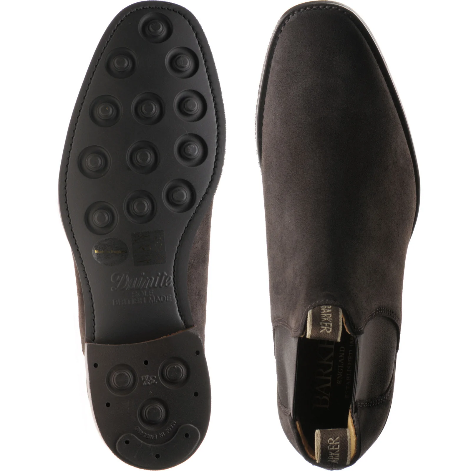 Barker Sutton mens rubber-soled Chelsea boots in dark brown suede - Image 3