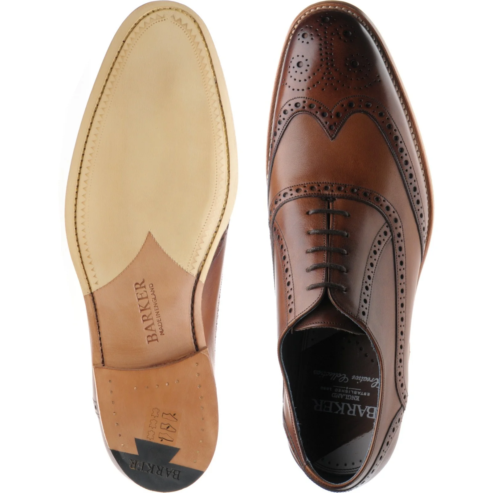 Barker Valiant mens brogues in brown hand painted calf - Image 3