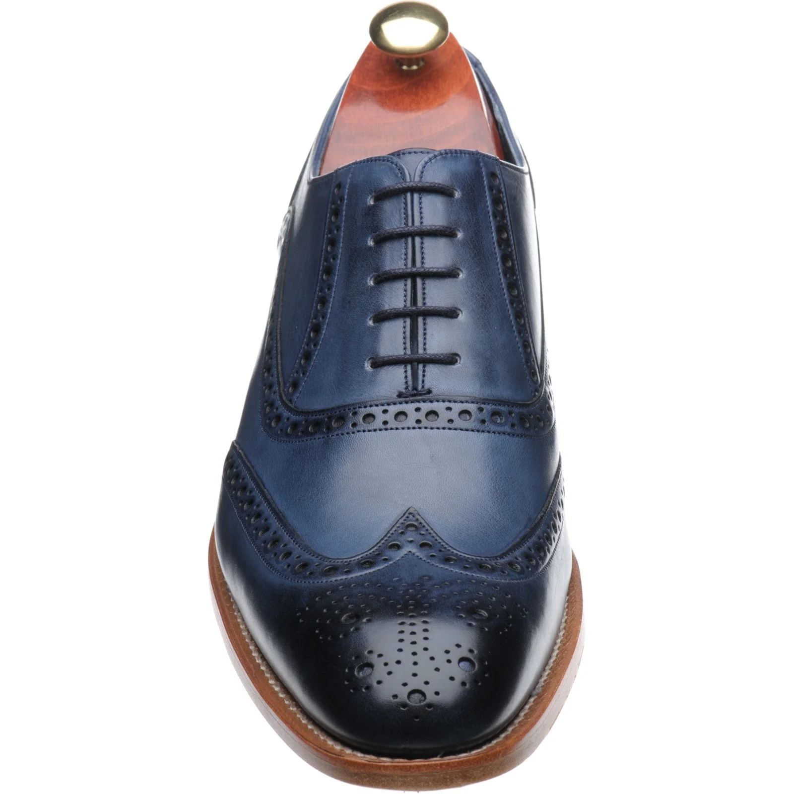 Barker Valiant mens brogues in navy hand painted calf - Image 2