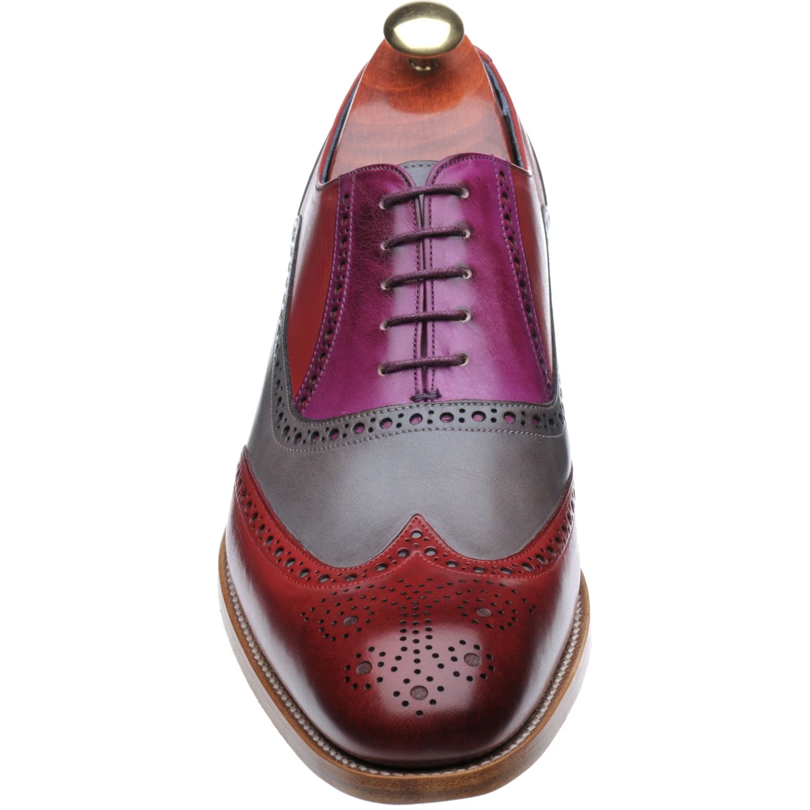 Barker Valiant mens brogues in red grey purple hand painted calf - Image 2