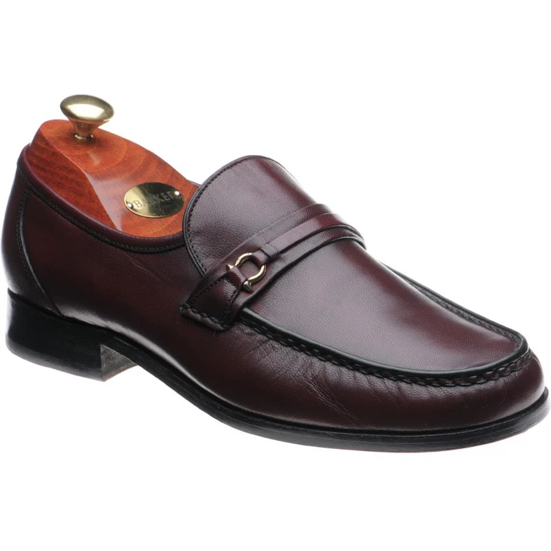 Barker Wade mens loafers in burgundy kid