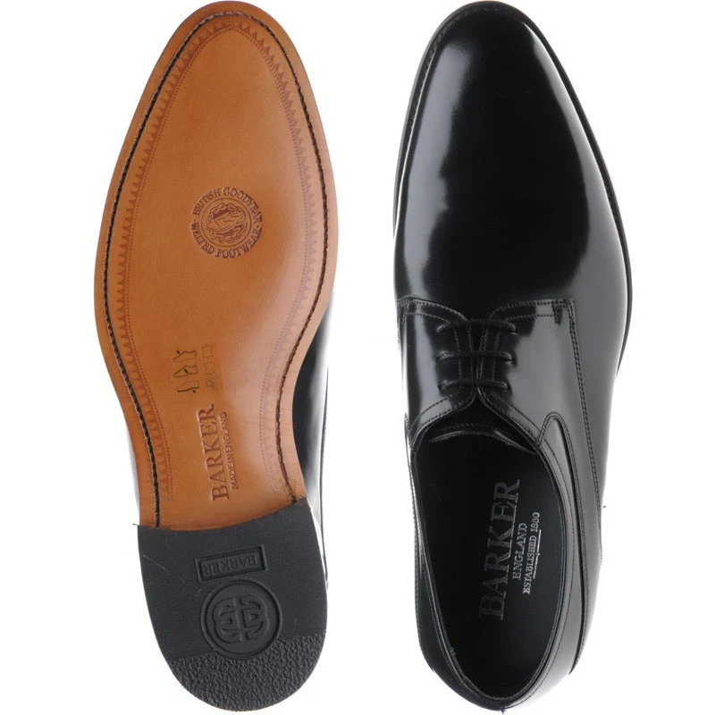 Barker Wickham mens Derby shoes in black polished - Image 3