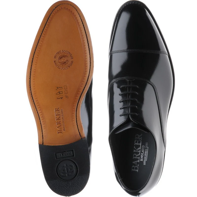 Barker Winsford mens Oxfords in black polished - Image 3