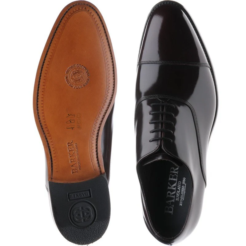 Barker Winsford mens Oxfords in burgundy polished - Image 3