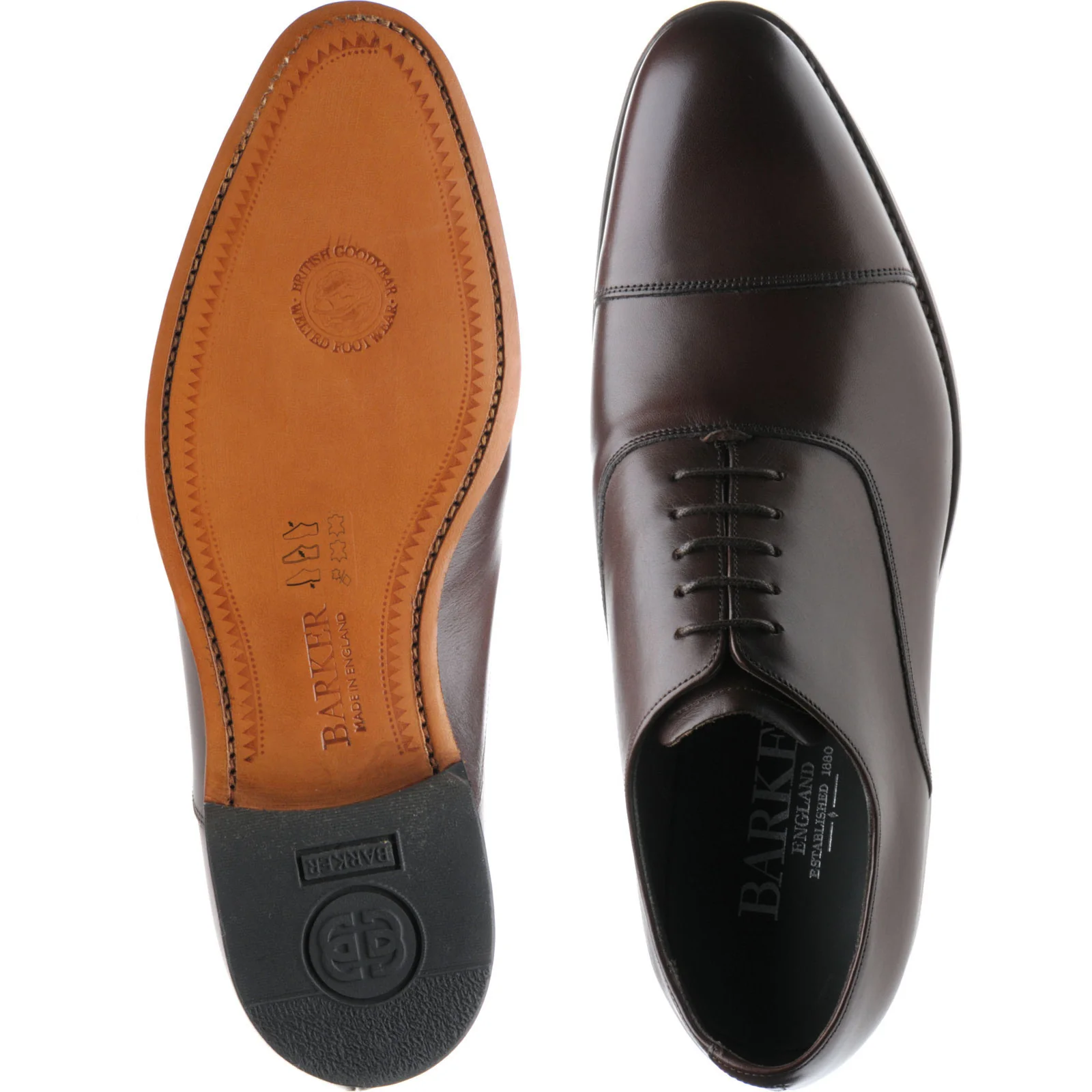 Barker Winsford mens Oxfords in dark walnut calf (second) - Image 3