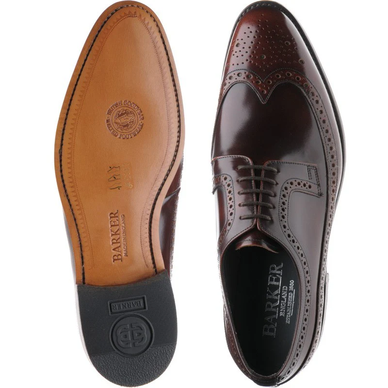Barker Woodbridge mens brogues in brandy polished - Image 3