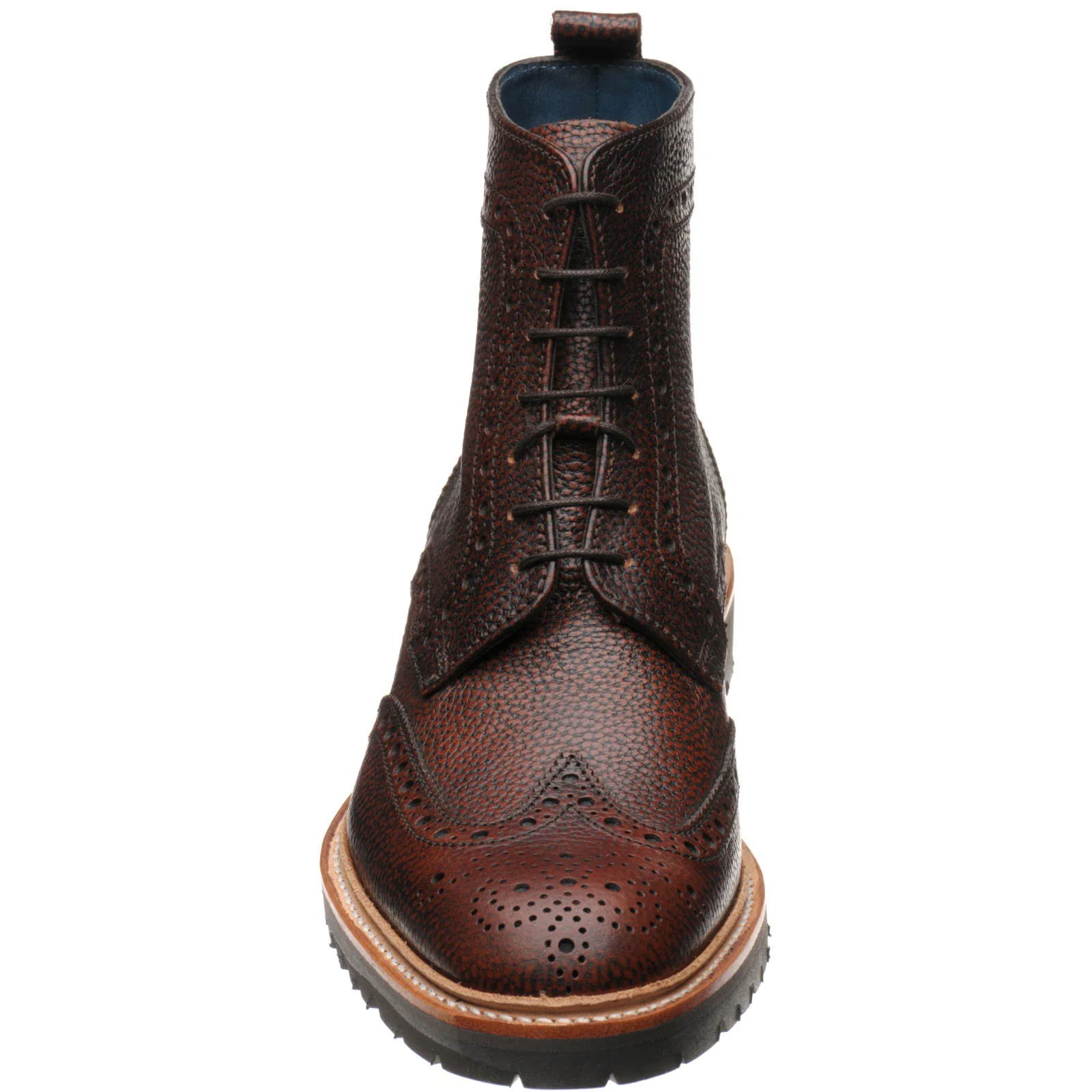 Barker Woodbury mens rubber-soled brogue boots in antikbox brown - Image 2