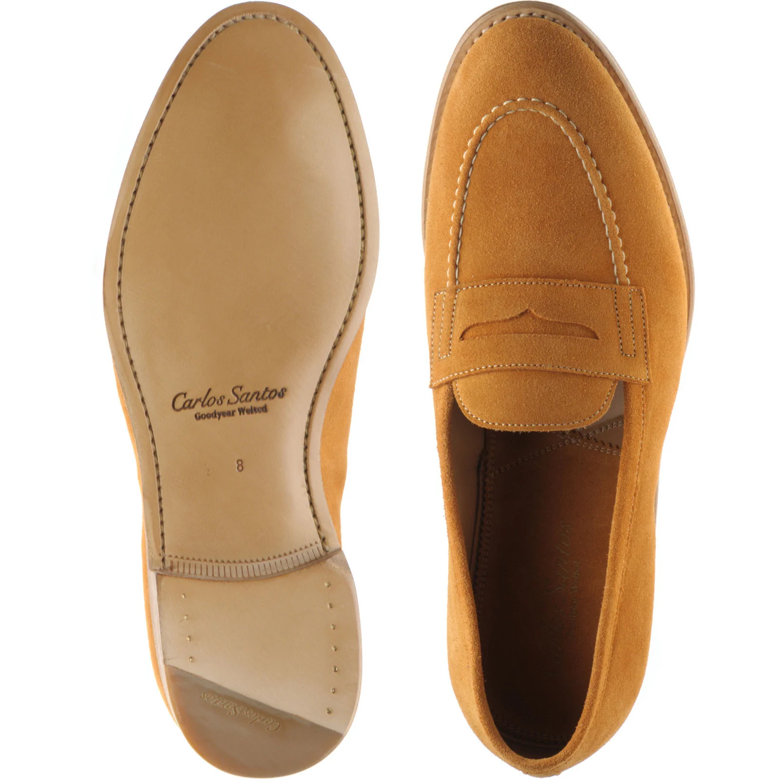 Carlos Santos 1591 mens loafers in ginger suede - Image 3