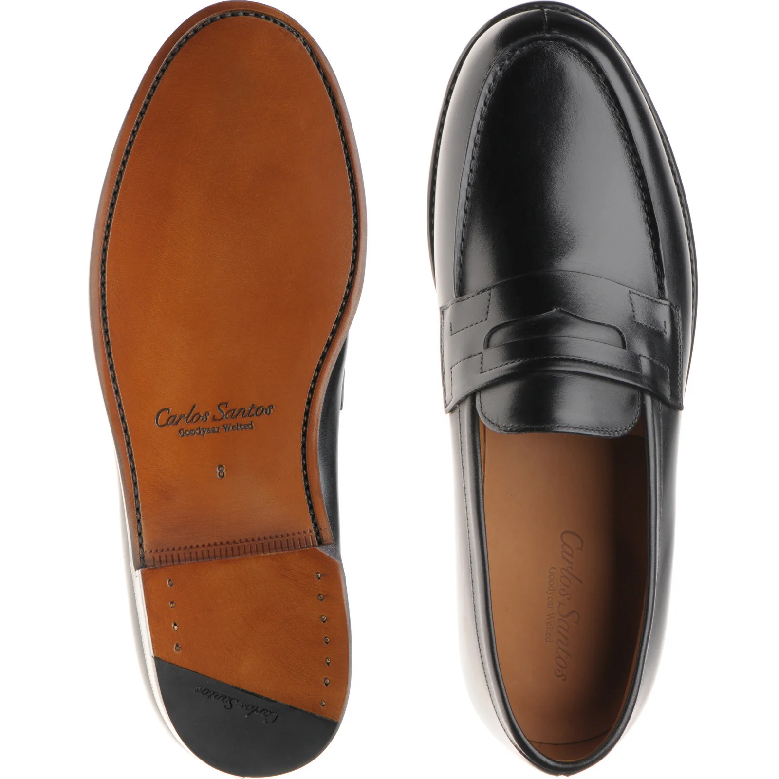 Carlos Santos 1902 mens loafers in black calf - Image 3