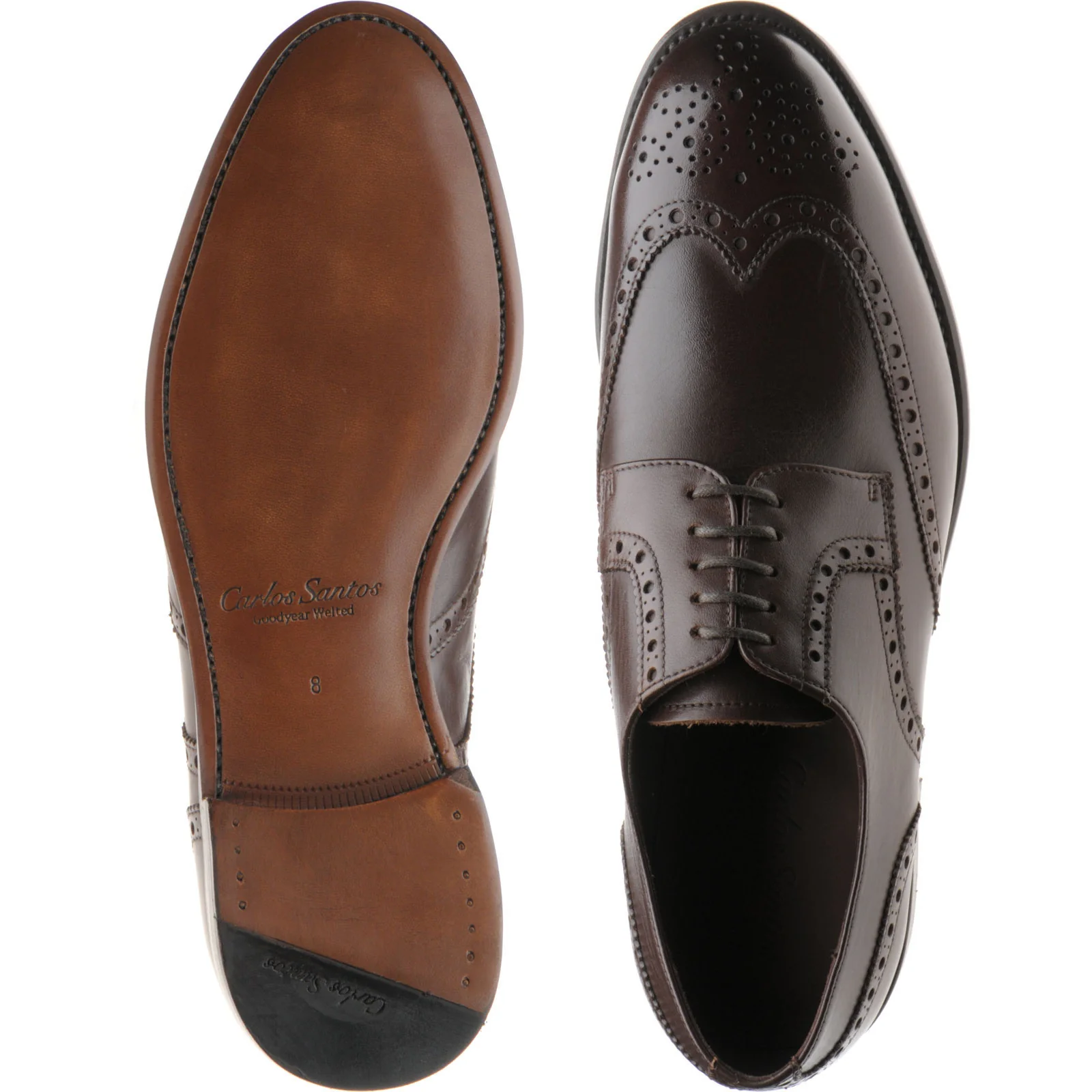 Carlos Santos 6237 mens brogues in brown calf - Image 3