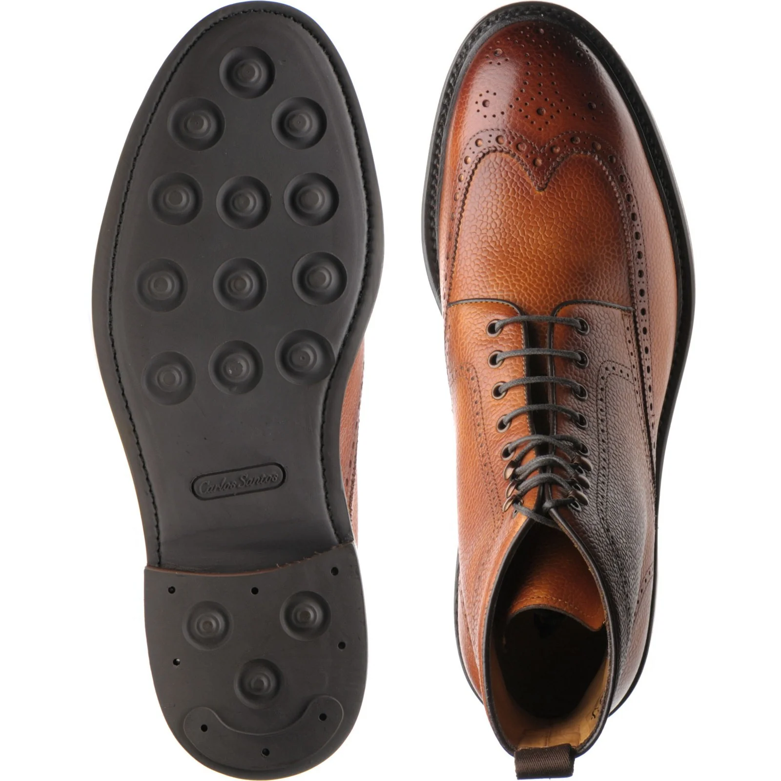 Carlos Santos 8922 mens rubber-soled brogue boots in braga grain - Image 3