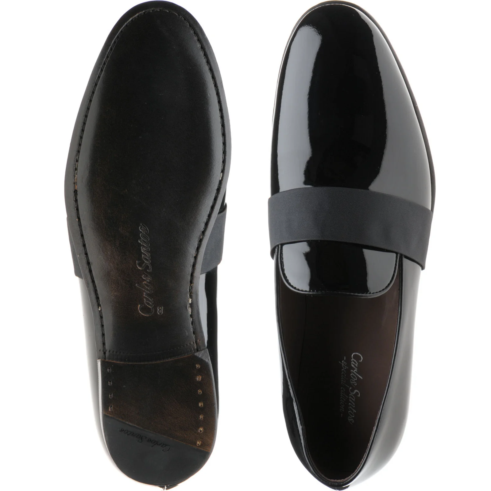 Carlos Santos 9110 Dark sole mens loafers in black patent - Image 3