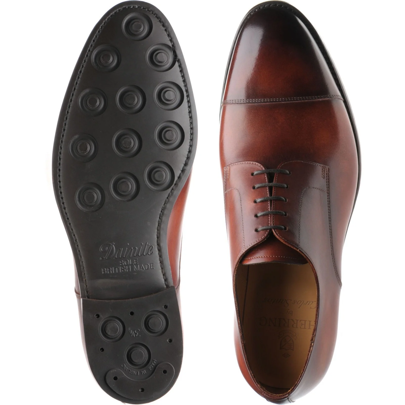 Carlos Santos 9381 mens rubber-soled Derby shoes in wine shadow - Image 3