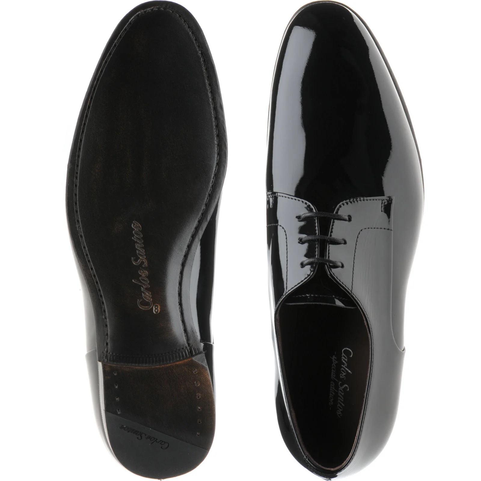Carlos Santos 9832 mens Derby shoes in black patent - Image 3