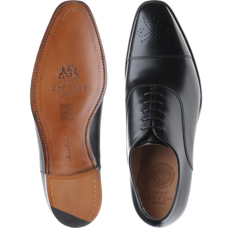 Cheaney Cambridge mens semi-brogues in black calf - Image 3