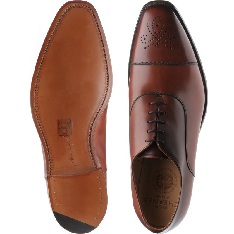 Cheaney Cambridge mens semi-brogues in dark leaf - Image 3