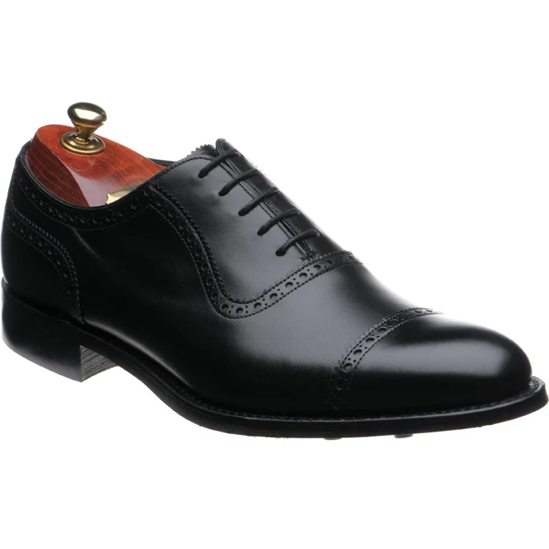Cheaney FenRubber mens rubber-soled semi-brogues in black calf
