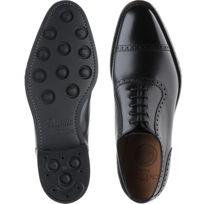 Cheaney FenRubber mens rubber-soled semi-brogues in black calf - Image 3