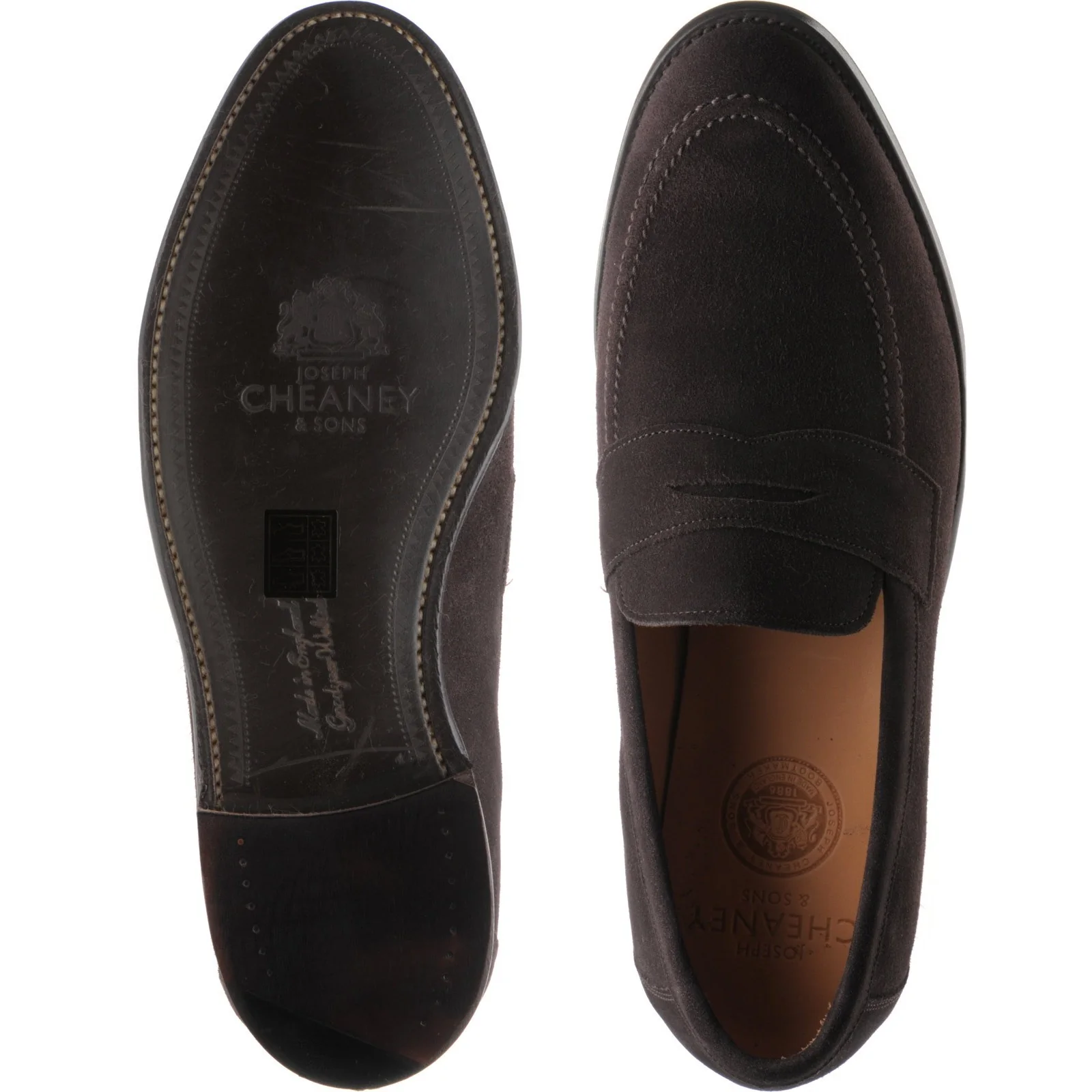 Cheaney Hadley mens loafers in brown suede - Image 3