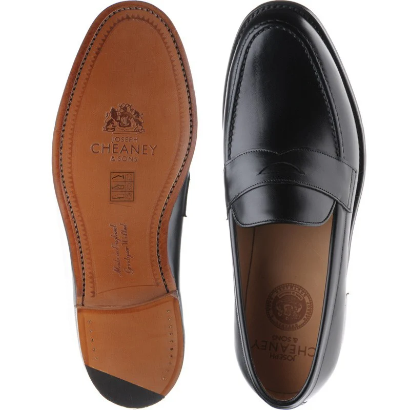 Cheaney Hudson mens loafers in black calf - Image 3