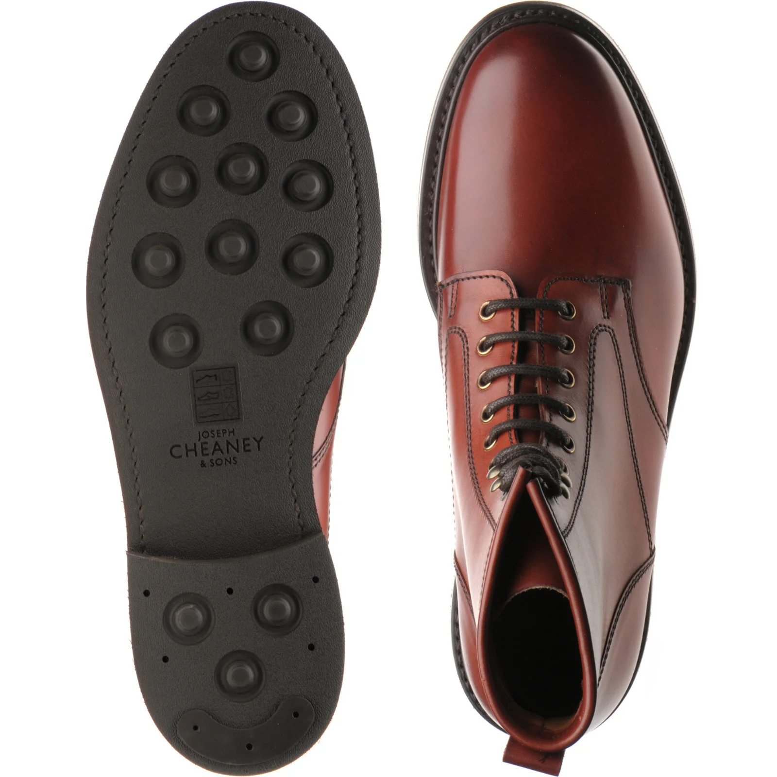 Cheaney Jaxson II R mens rubber-soled boots in dark leaf burnished - Image 3