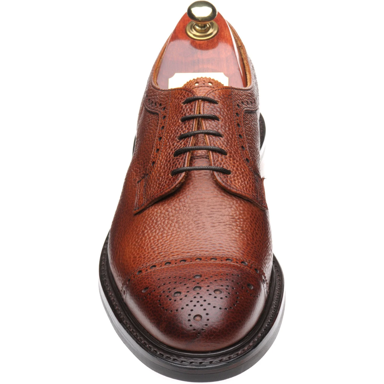 Cheaney Tenterden II R mens rubber-soled semi-brogues in mahogany grain calf - Image 2