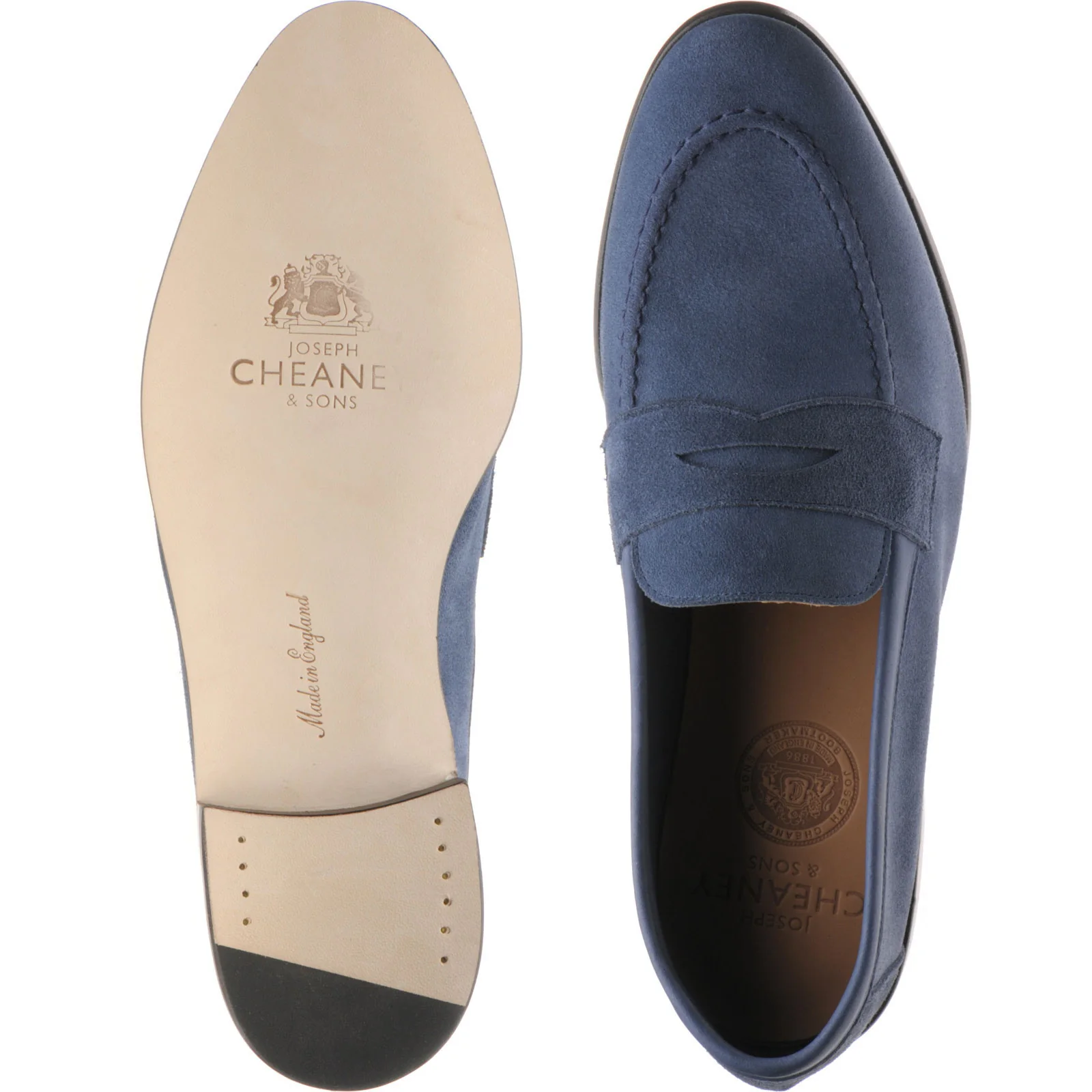 Cheaney Toby mens loafers in blue suede - Image 3