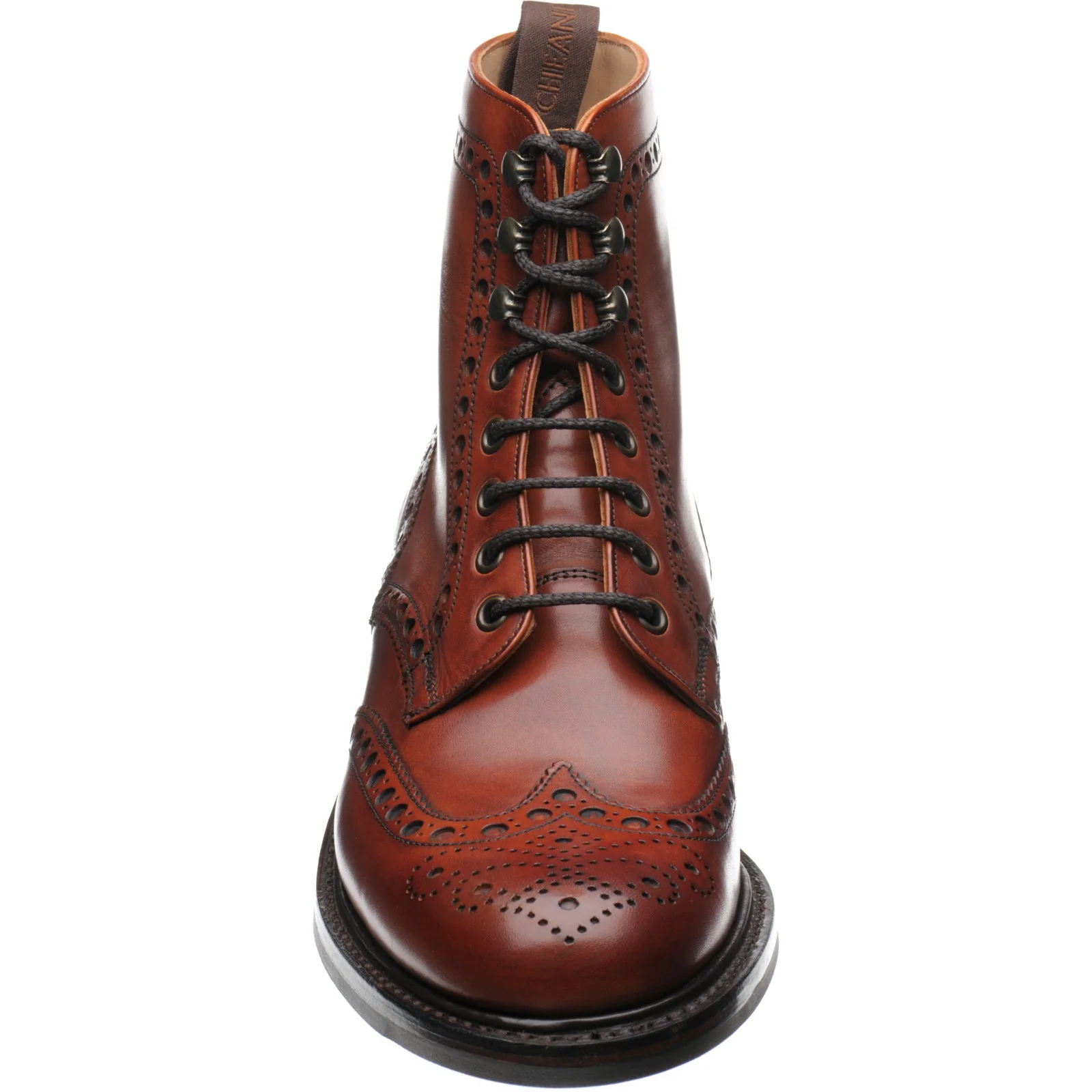 Cheaney Tweed R mens rubber-soled brogue boots in dark leaf calf - Image 2