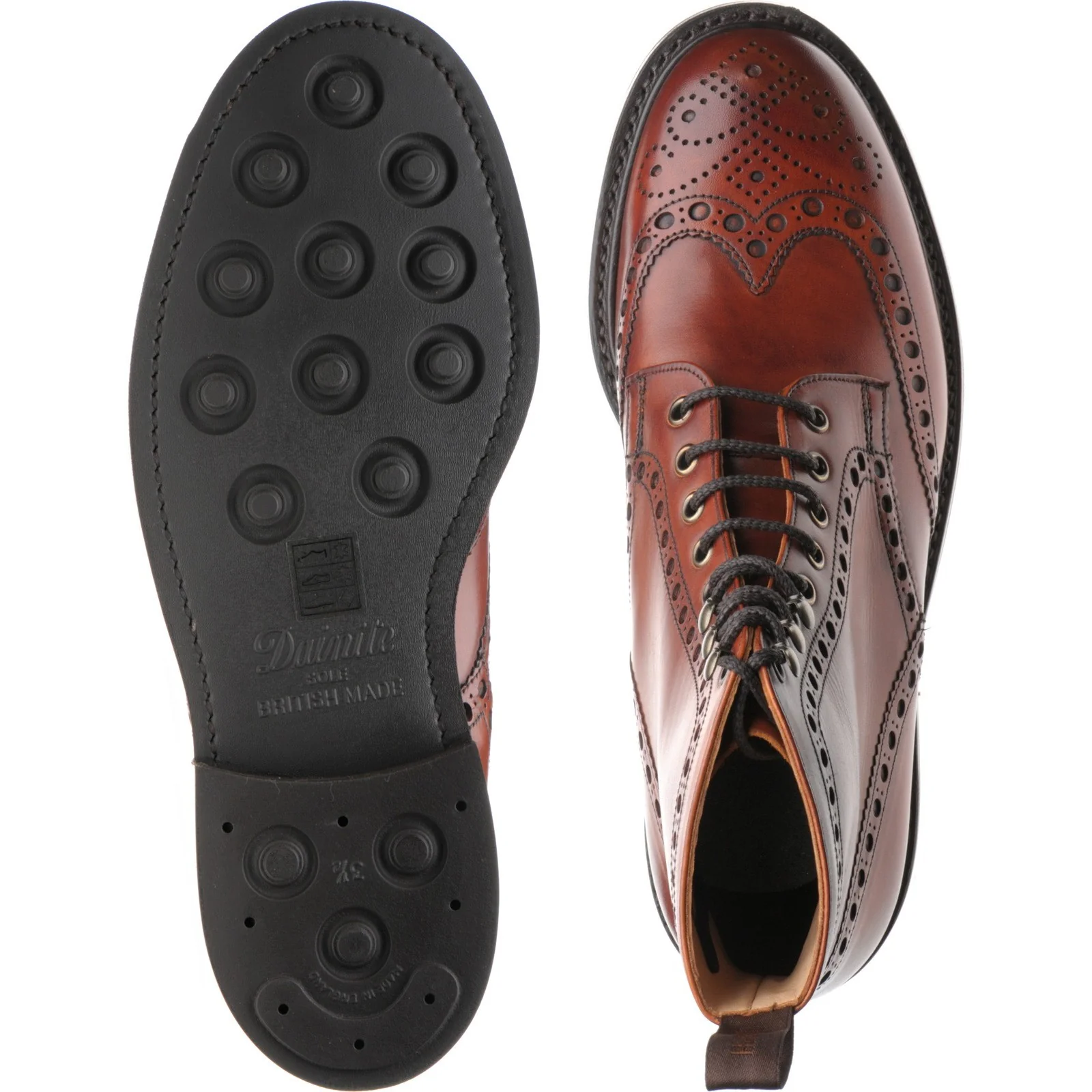 Cheaney Tweed R mens rubber-soled brogue boots in dark leaf calf - Image 3