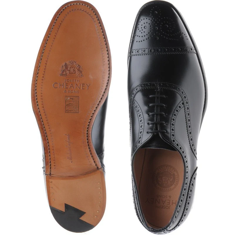 Cheaney Wilfred mens semi-brogues in black calf - Image 3